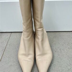 Charles David Cream Heeled Boots
